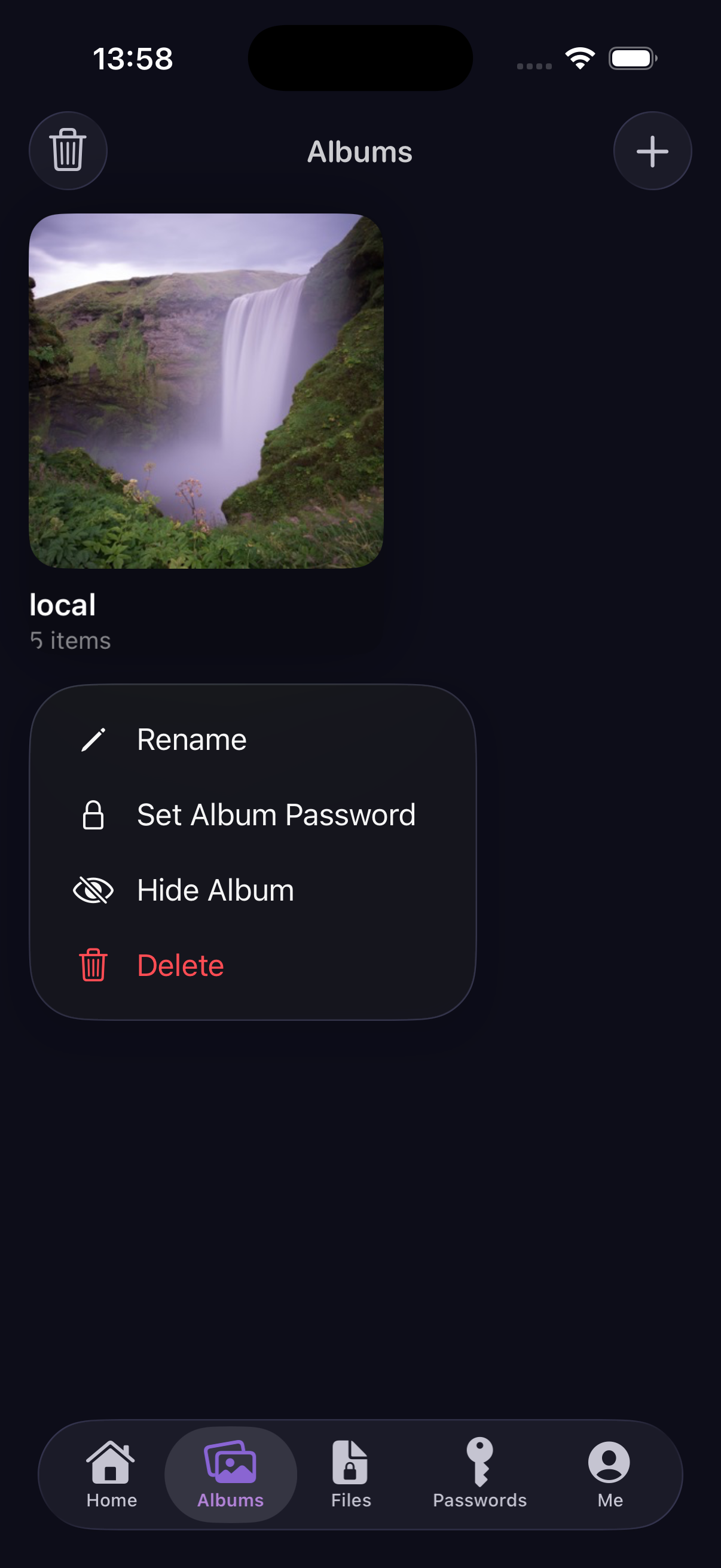 CryptoBox encrypted album options