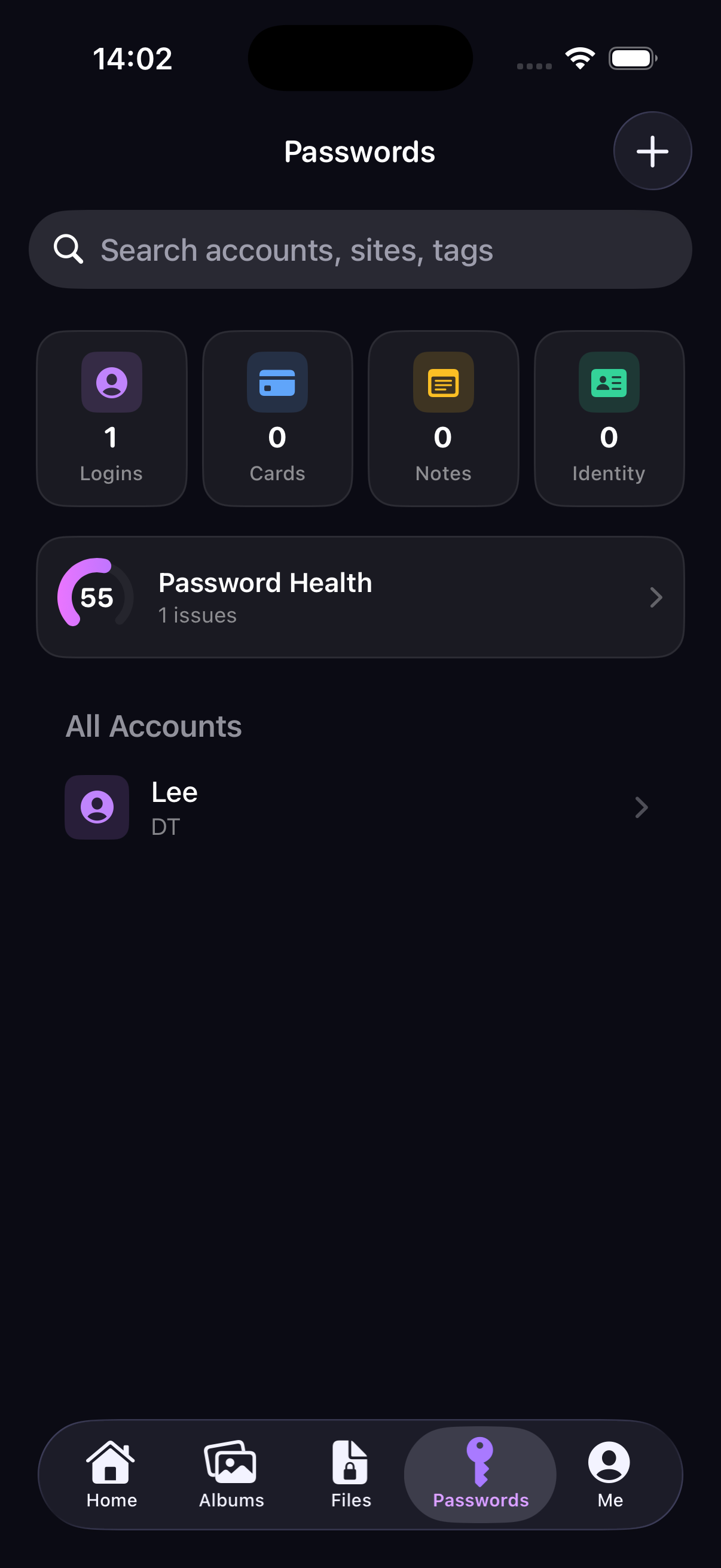 CryptoBox password manager dashboard